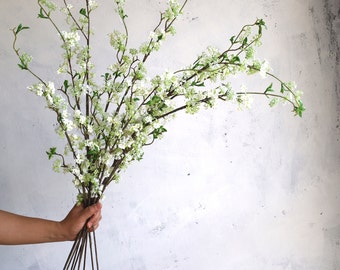 39" Cream Artificial Blossom Branch With Buds, Faux Spring Plant Stem,| Centerpieces | Floral | Wedding/Home Decoration | Gifts