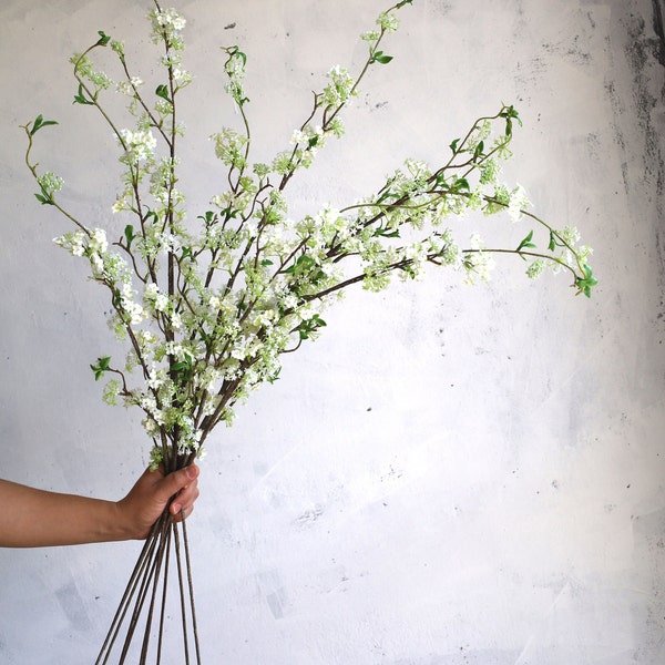 39" Cream Artificial Blossom Branch With Buds, Faux Spring Plant Stem,| Centerpieces | Floral | Wedding/Home Decoration | Gifts