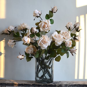 34&quot;-Tan Beige Color Shades Real Touch Roses, Luxry Realistic Artificial Flowers, Boho Vintage Wedding/Home Decoration, DIY Florals/Bouquets