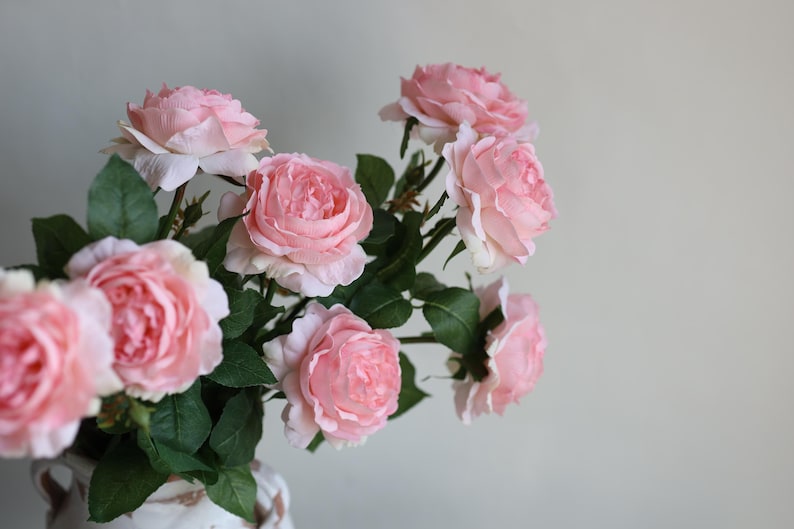 Pink Real Touch Cabbage Roses, Faux Floral Stem, 25.5” - Etsy