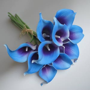 10 Royal Blue Purple Picasso Calla Lilies Real Touch Flowers - Etsy