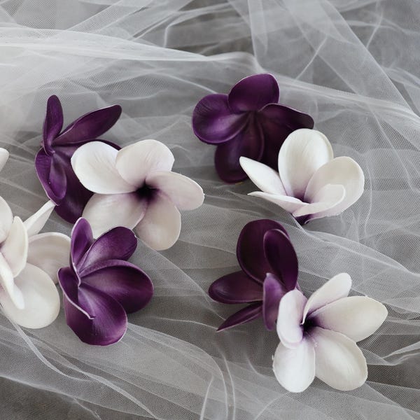 Real Touch Purple Plumerias DIY Seide Plumerias Blüten für Hochzeitsdekorationen Cake Toppers, DIY Blumenarrangements