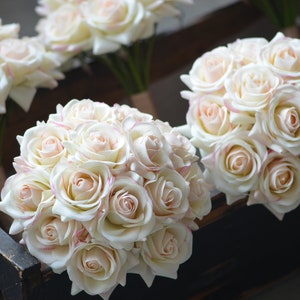 Blush Ivory Bridesmaids Bouquets Real Touch Roses Wedding Bouquets Real Touch Flowers Bouquets