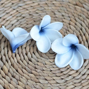 Navy Blue Center Plumerias Natural Real Touch Blumen Frangipani Köpfe DIY Tortenaufleger, Hochzeitsdekoration