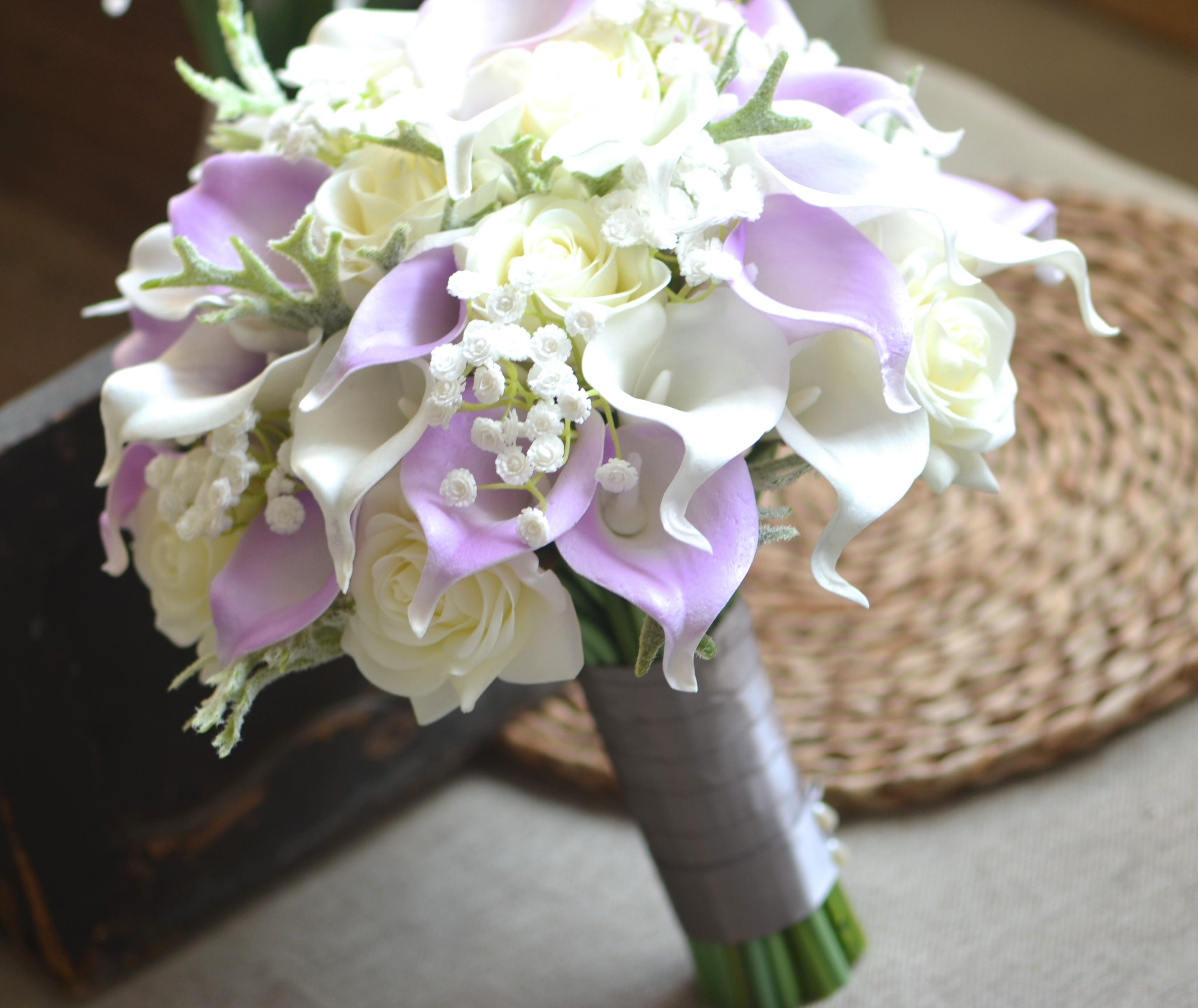 Lilac Bridal Bouquet Real Touch Lilac Calla Lilies Real Touch Etsy
