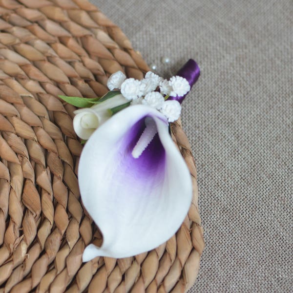 Lila Calla Lilie Boutonniere Echte Touch Blumen Farbauswahl