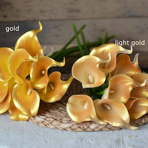 Gold Calla Lilies Real Touch Fleurs DIY Bouquets de mariage Centres de table