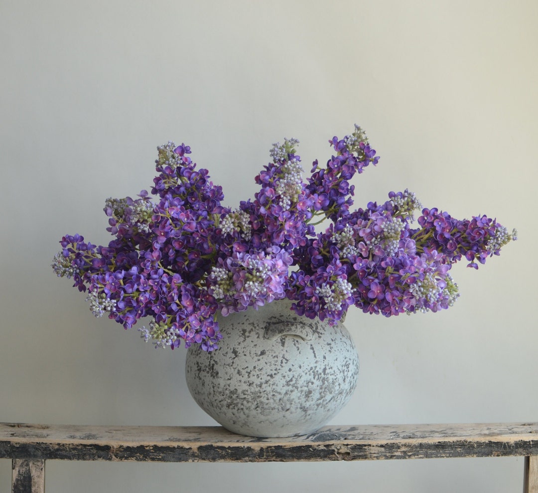 24.8 Real Touch Faux Purple Lilacs Branch, Artificial Lilacs Hydrangeas