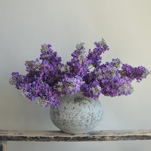 24.8" Real Touch Faux Purple Lilacs Branch, Artificial Lilacs Hydrangeas Flowers, DIY Fake Foliage Floral Wedding/Home/Kitchen Decorations