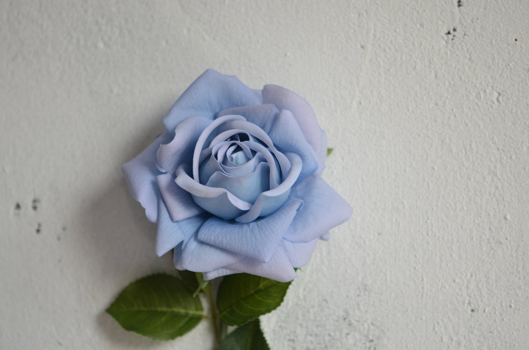 29 Real Touch Pale Dusty Blue Fake Roses, Faux Roses, High Quality