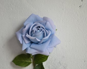 29" Real Touch Pale Dusty Blue-Purple Fake Roses, Faux Roses, High Quality Artificial Flowers, Wedding/Home Flowers, DIY Floral Centerpiece