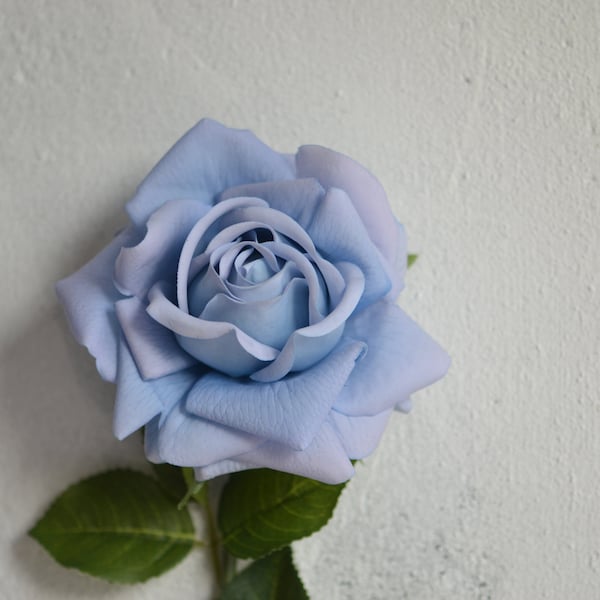 Fausses roses bleu poudré-violet pâle 29 pouces, fausses roses, fleurs artificielles de haute qualité, fleurs de mariage/maison, pièce maîtresse florale à faire soi-même