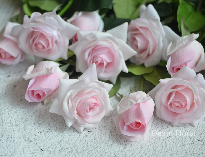 Real Touch Pale Pink Roses Buds Silk Roses DIY Wedding Flowers Etsy