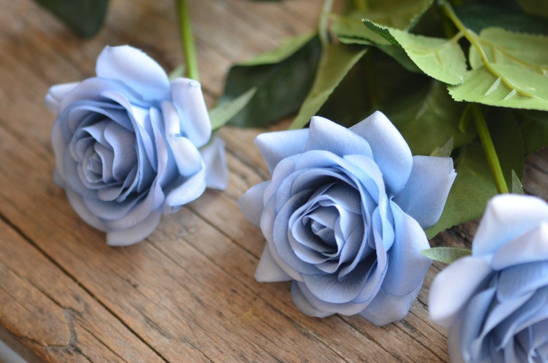 17 Dusty Blue Real Touch Faux Roses DIY Florals Supply - Etsy