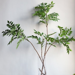 43&quot; Enormes folhas de glicínias verdes artificiais com toque natural/ramos de folhas Nandina, planta artificial de alta qualidade, escritório/casamento/decoração de casa/presentes