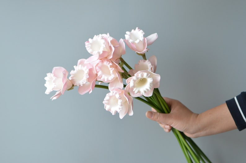 Pink Daffodils PU Real Touch Flowers Artificial Daffodils Etsy