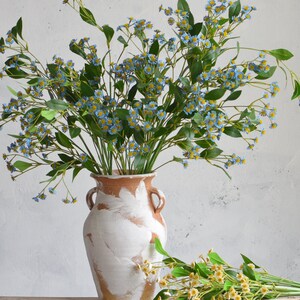 31.5" Blue Yellow Faux Feverfew Daisy, Artificial Plant Flowers, Fake Chamomile, Wedding Home Kitchen Decor Flowers, DIY Centerpieces