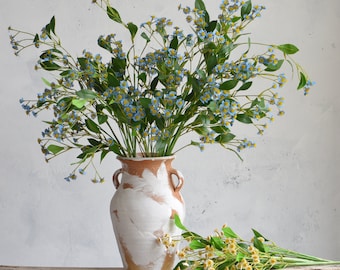 31.5" Blue Yellow Faux Feverfew Daisy, Artificial Plant Flowers, Fake Chamomile, Wedding Home Kitchen Decor Flowers, DIY Centerpieces