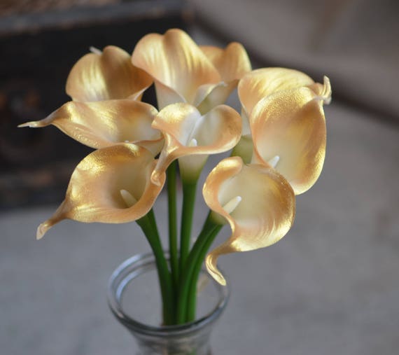 Light Gold Calla Lilies Real Touch Flowers DIY Wedding Bouquets