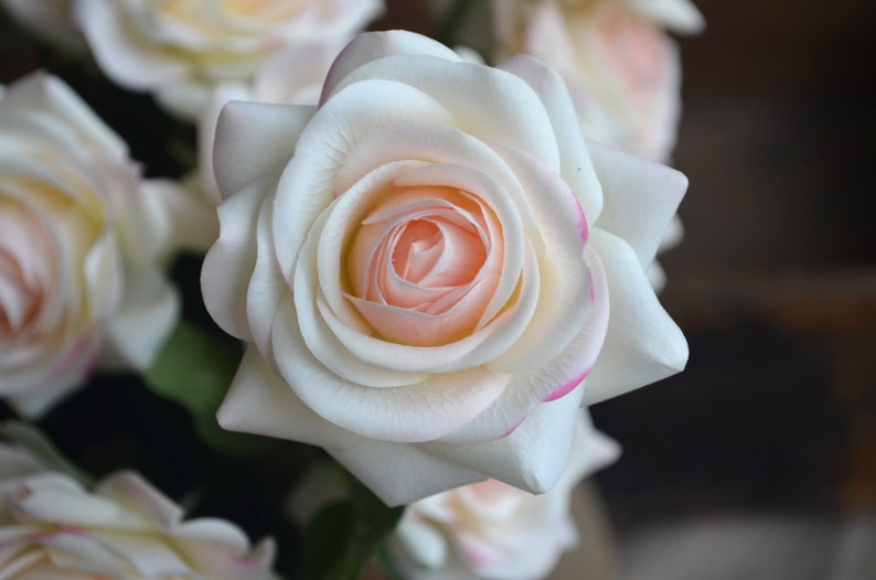 Light Blush Roses Real Touch Flowers Silk Roses DIY Wedding Flowers Silk Bridal Bouquets Wedding Centerpieces
