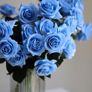17&quot; Morandi Blue Real Touch Roses, Artificial Flowers, DIY Summer Florals/Wedding/Home Decoration/Gifts For Her, DIY Bouquets/Centerpieces,
