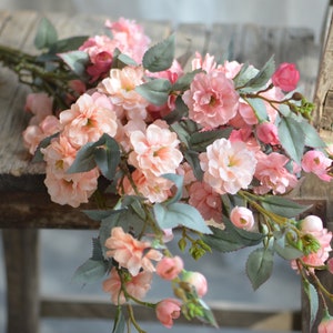 Small Pink Garden Roses, Vintage Artificial Wildflowers, Faux Spray Roses, Blush, Rose Pink, Peach Roses