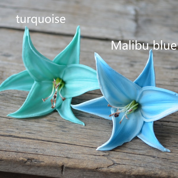 Türkis Malibu Blau Tiger Lilien Kopf Blüten Echte Touch Blumen DIY Hochzeit Tortenaufleger