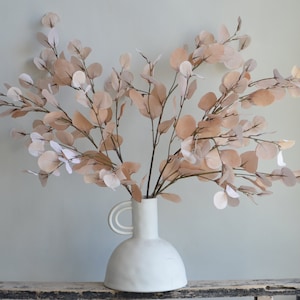 33&quot; Fall Beige Artificial Eucalyptus Leaf Branch, Fall Foliage Autumn Winter Kitchen Decoration,Home/Wedding Greenery, DIY Vintage Floral