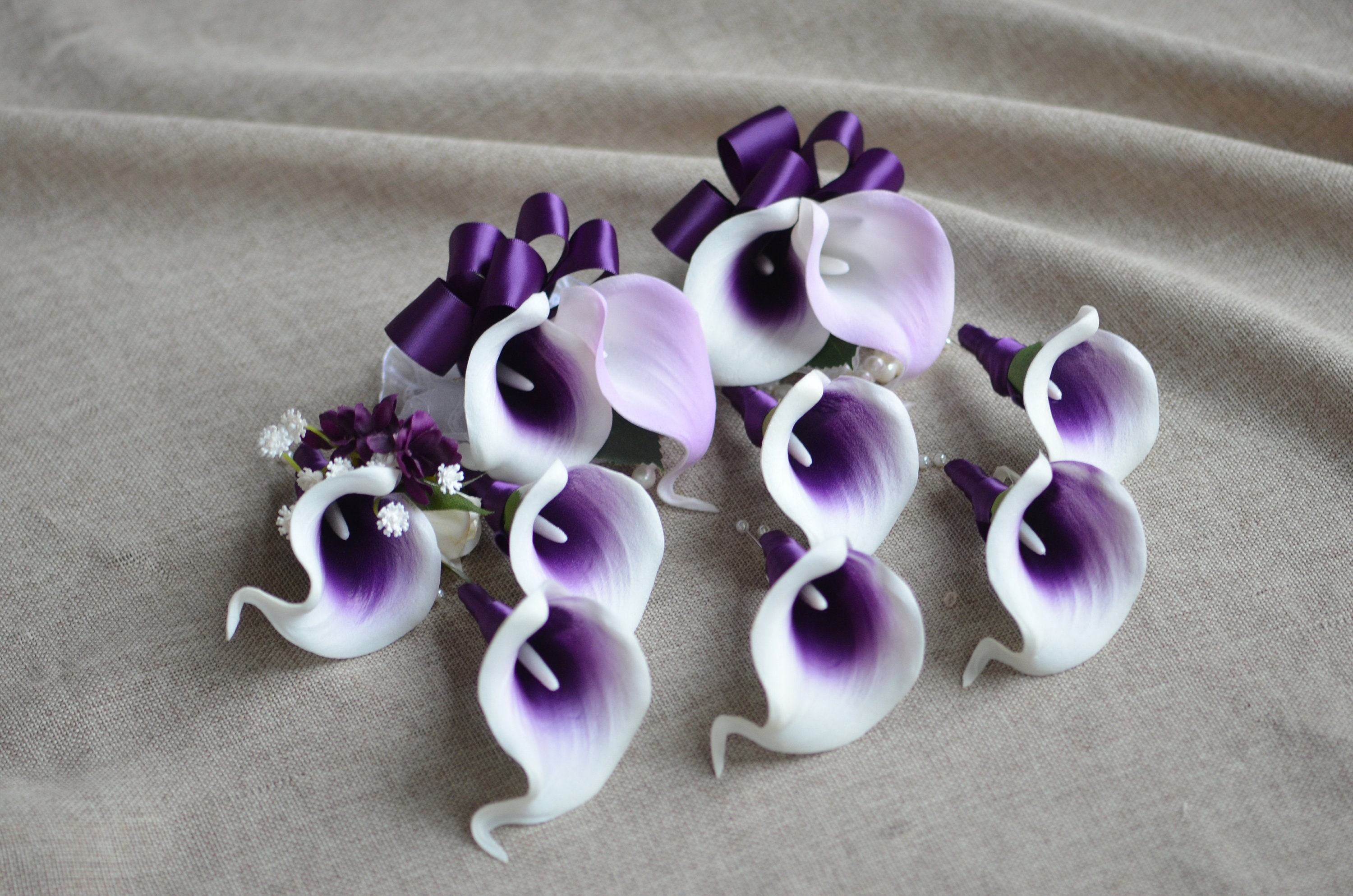 Purple Corsage Purple Calla Lily Wedding Boutonniere Real - Etsy
