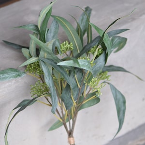 Willow Seeded Eucalyptus Bundle Vintage Green Artificial Eucalyptus, Wedding Centerpieces, Eucalyptus Home Decors