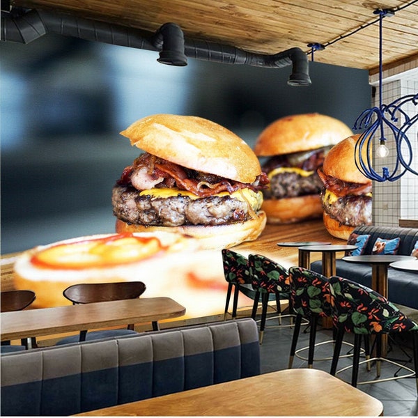 Foods Drinks Burgers Kitchen Restaurant Wallpaper Photo Mural Home Decoration wall covering, wall decoration