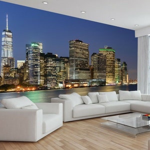 City Dusk Building Sky Night Light Skyscraper Wallpaper Mural Photo Poster wall covering, wall decoration