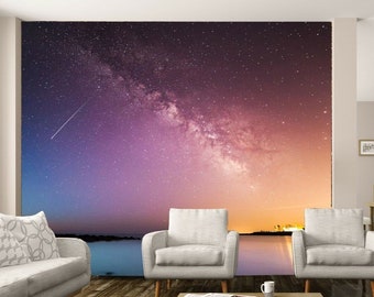 Space Galaxy Stars Planets Night Sky Wallpaper Murals Shooting Star Photo Poster wall covering, wall decoration