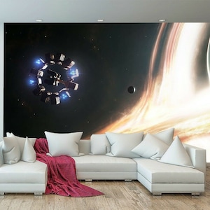 Black Hole Cosmo Stars Sky Space light Wallpaper Black hole Mural Photo Bedroom Poster Deco wall covering wall decoration