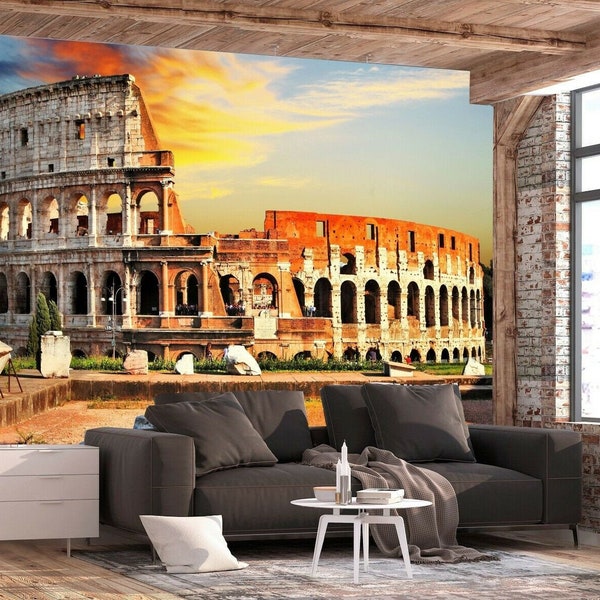 Colosseum Rome Building Historic Ruins Sky Nature Wallpaper Mural Photo Poster wall covering, wall decoration