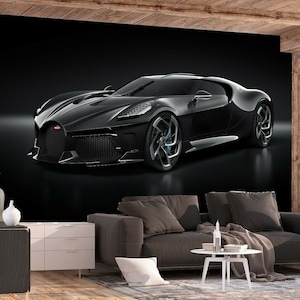 Super Sports Car Black Car Wallpaper Mural Photo Poster Decoration wall covering, wall decoration