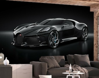 Super Sports Car Black Car Wallpaper Mural Photo Poster Decoration wall covering, wall decoration