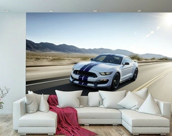 Super Sports Car Ford Mustang Wallpaper Mural Photo Kids Poster DIY Decoration wall covering, wall decoration