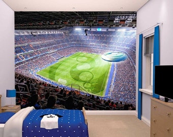 Football Stadium Pitch Sports Wall Mural Photo Wallpaper Kids Room Poster Deco wall covering, wall decoration