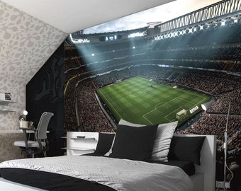 Football Stadium Pitch Sports Wall Mural Photo Wallpaper Kids Bedroom Game wall covering, wall decoration