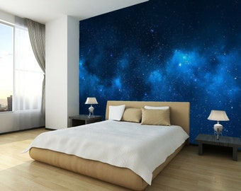 Space Galaxy Stars Planets Wallpaper Mural Photo Children Kids Bedroom Home Deco wall covering, wall decoration
