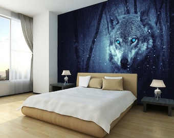 Wolf Snow Animal Tree Photo Wallpaper Home Mural Kids Children Room Decoration wall covering, wall decoration