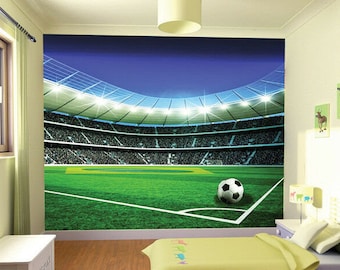 Football Stadium Pitch Sports Wall Mural Photo Wallpaper Kids Bedroom Kitchen wall covering, wall decoration