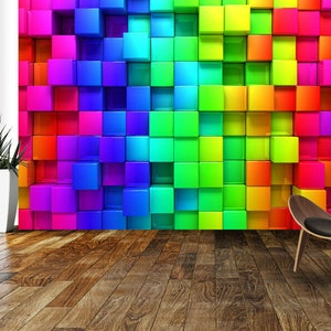 3D Colours Cubes Wallpaper Photo Pattern Wall Mural Home Living Room Decoration wall covering, wall decoration