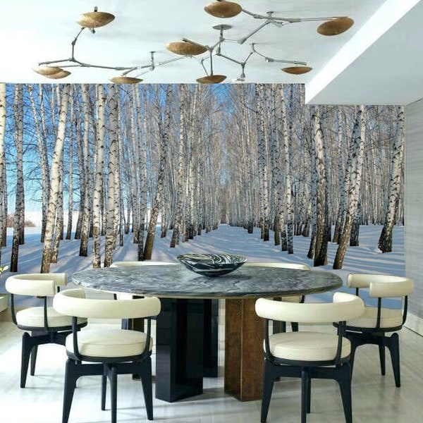 White Snow Winter Trees Forest Photo Wallpaper Mural Room Poster Decoration wall covering, wall decoration