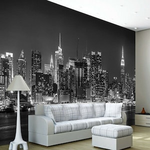 New York City Brooklyn Bridge Skyline Building Night Photo Wallpaper Mural Deco wall covering, wall decoration