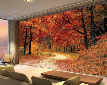 Autumn Tree Leaves Forest Photo Wallpaper Picture Mural Home Bedroom Decoration wall covering, wall decoration