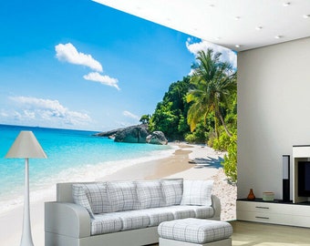 Beach Tropical Tree Sea Ocean Photo Wallpaper Wall Mural Home Bedroom Decoration wall covering, wall decoration