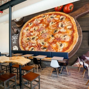 Pizza Take Away Food Wallpaper Mural Photo Restaurant Kitchen Poster Decoration wall covering, wall decoration