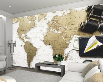 Vintage World Map Photo Wallpaper Living Picture Mural Bedroom Home Travel deco wall covering, wall decoration